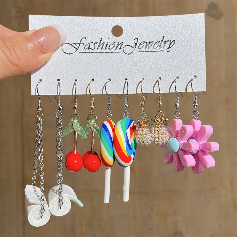 Cartoon Colorful Earrings Set