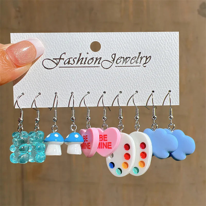 Cartoon Colorful Earrings Set