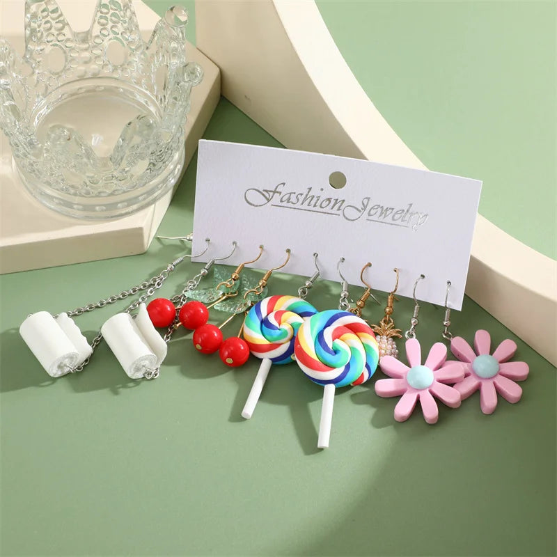 Cartoon Colorful Earrings Set