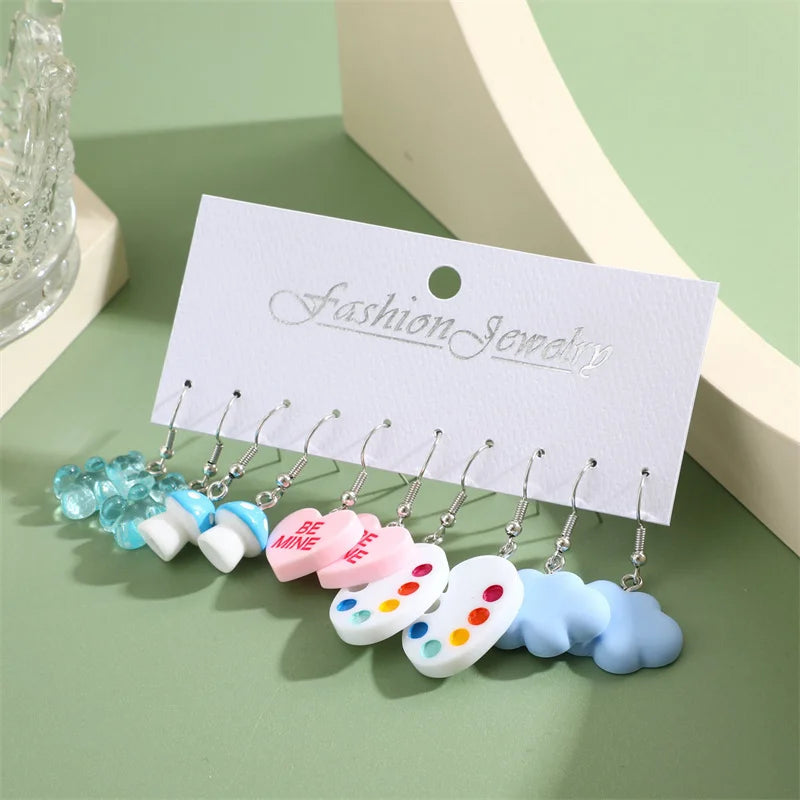 Cartoon Colorful Earrings Set